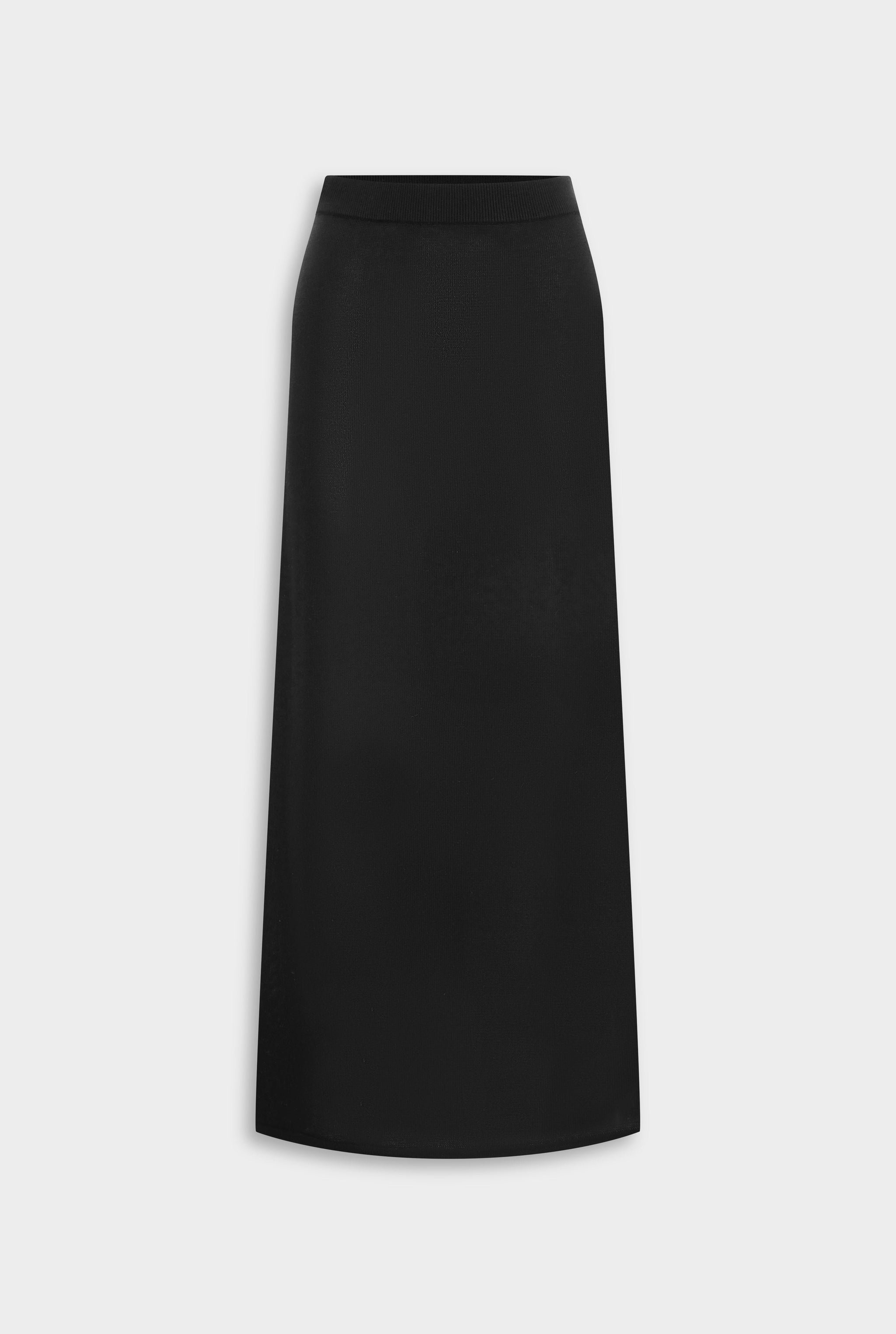Venroy Tencel Silk Knit Skirt - Black