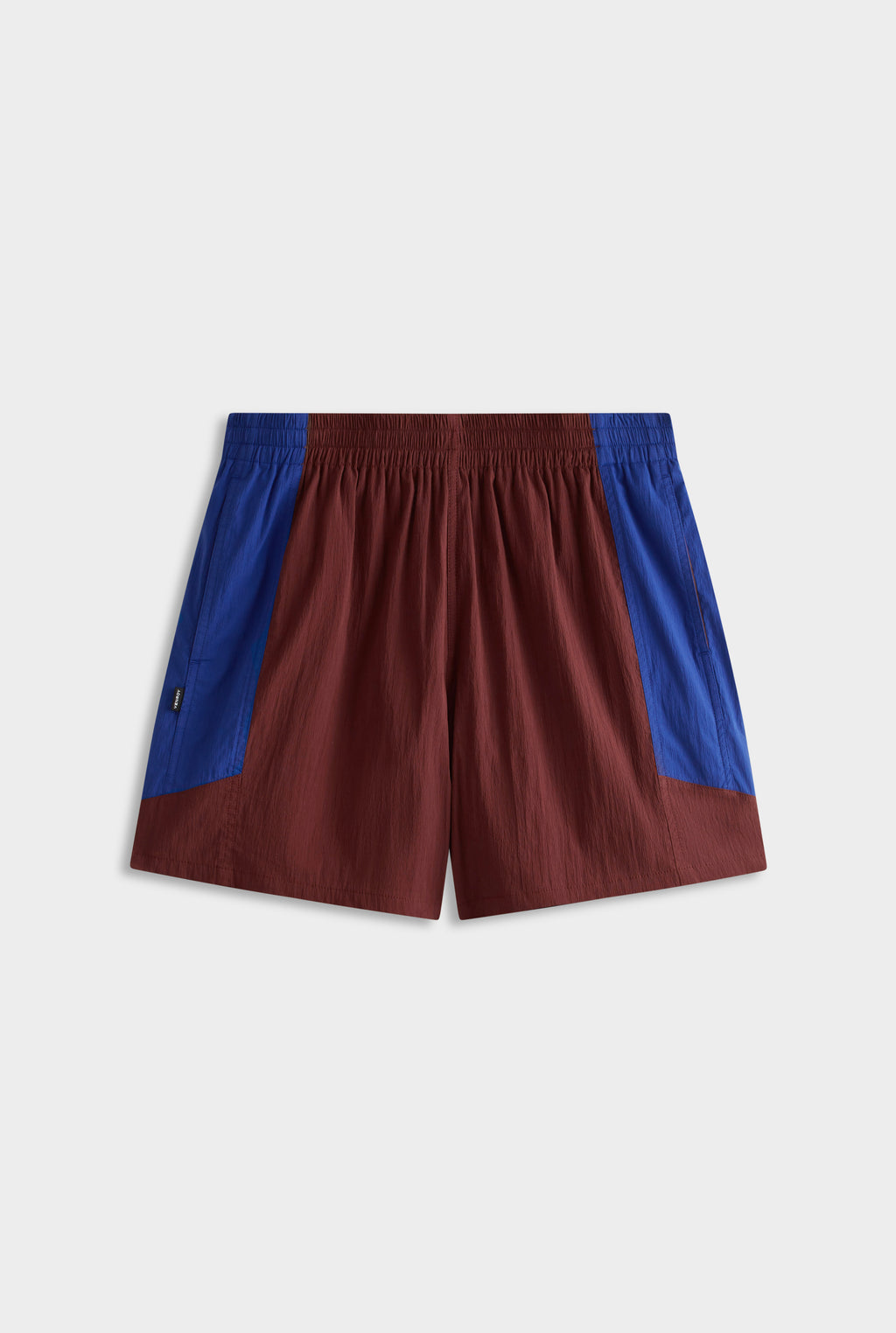 Panelled Nylon Track Shorts - Mahogany Brown/Sapphire Blue