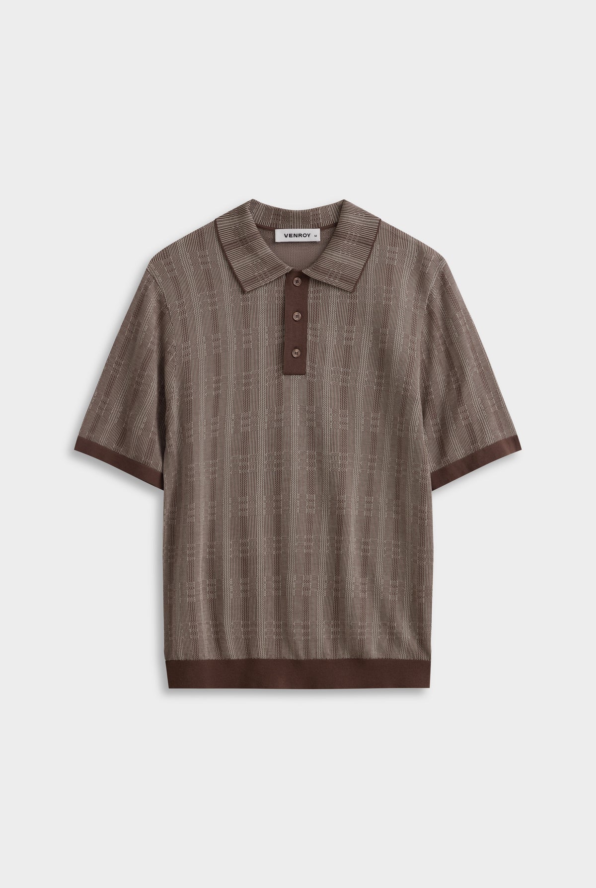 Geo Tencel Cotton Silk Polo - Coffee/Light Beige