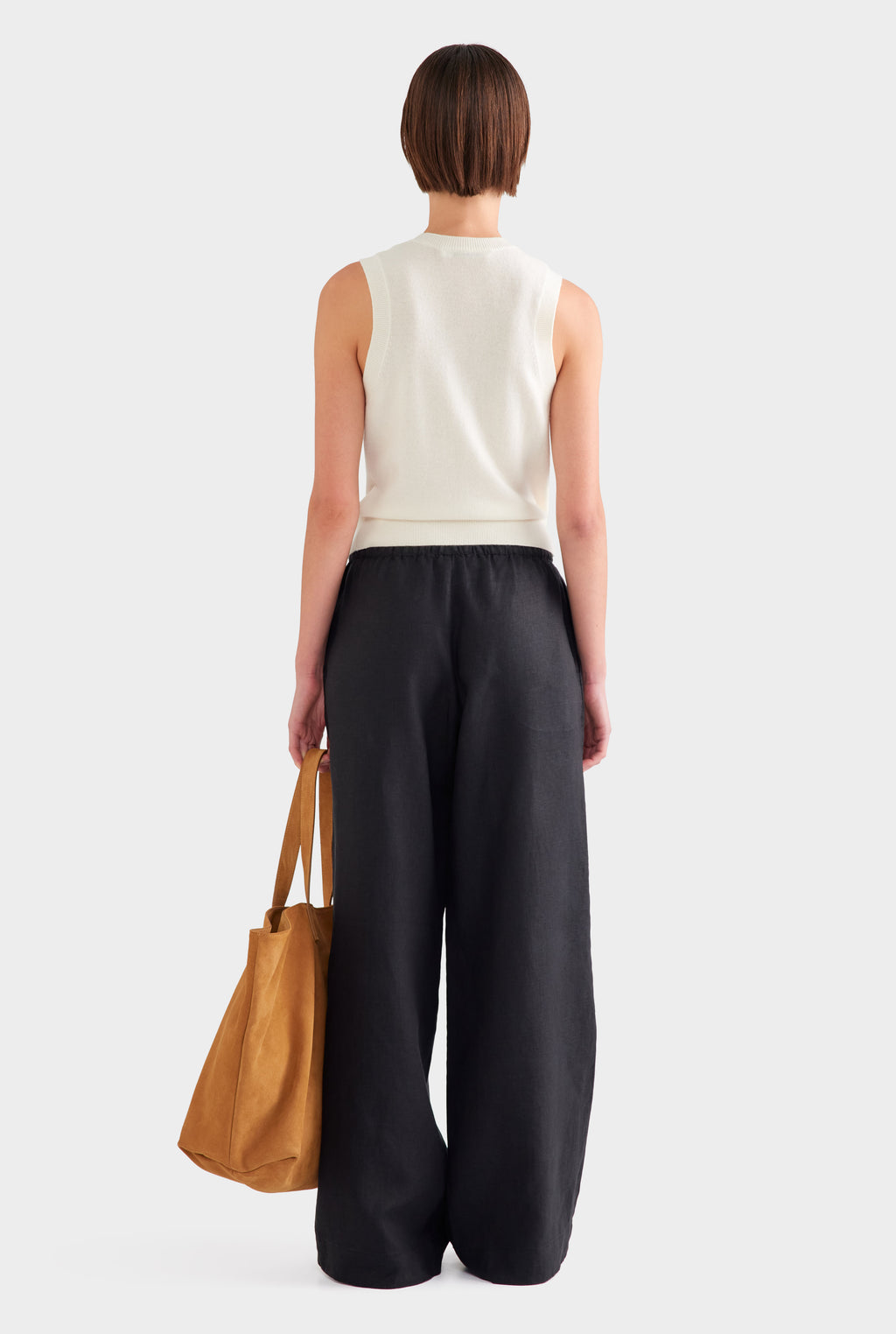 Wide Leg Linen Pant - Black
