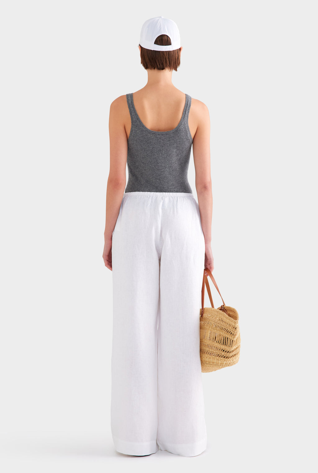 Wide Leg Linen Pant - White