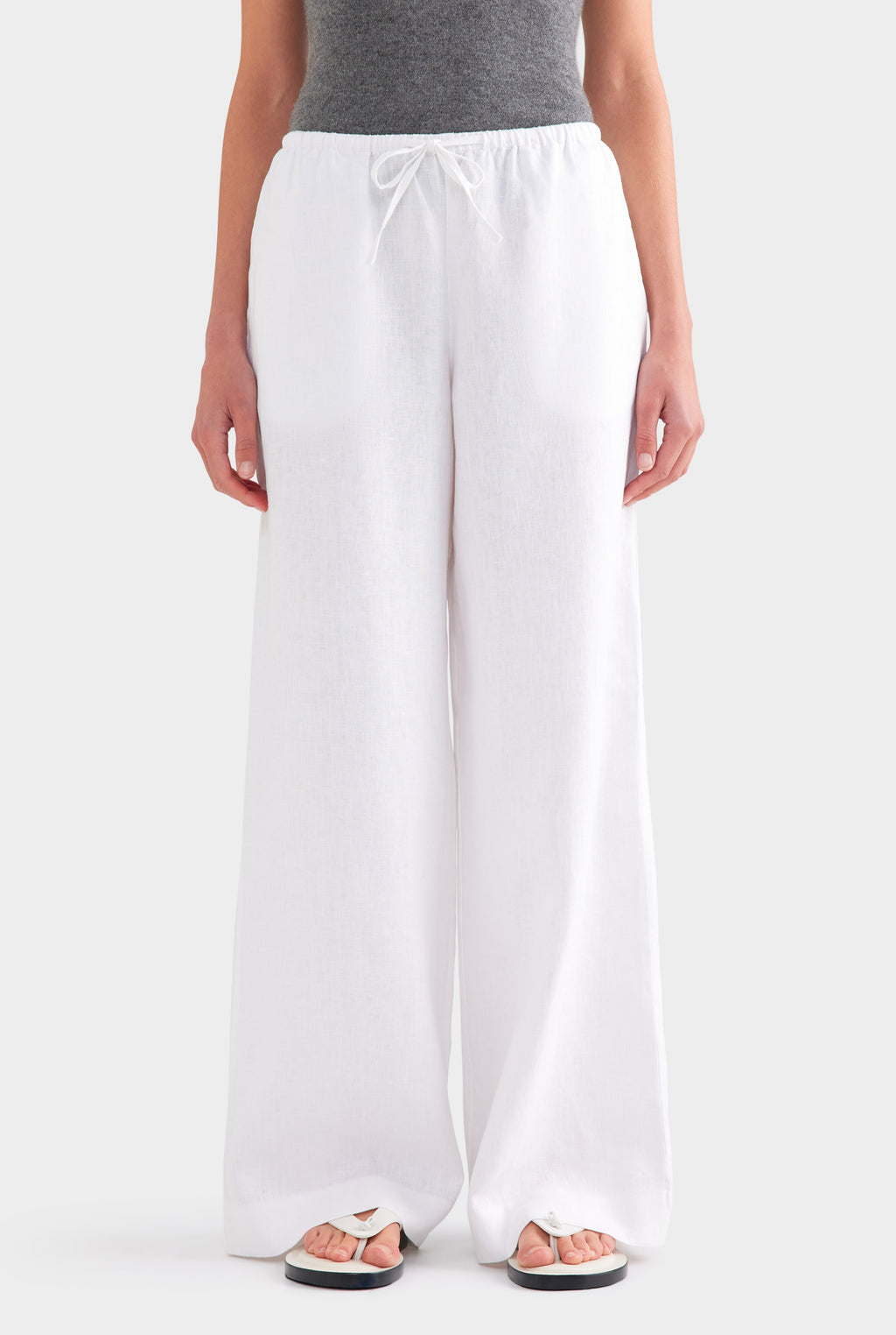 Wide Leg Linen Pant - White