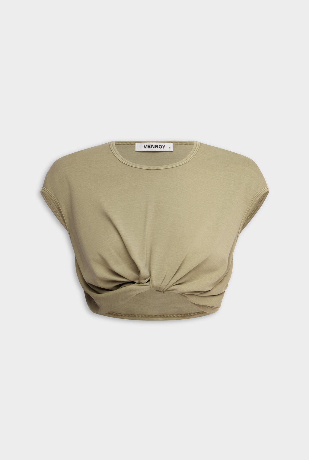 Jersey Knotted Cropped Tee - Pigment Dyed Beige