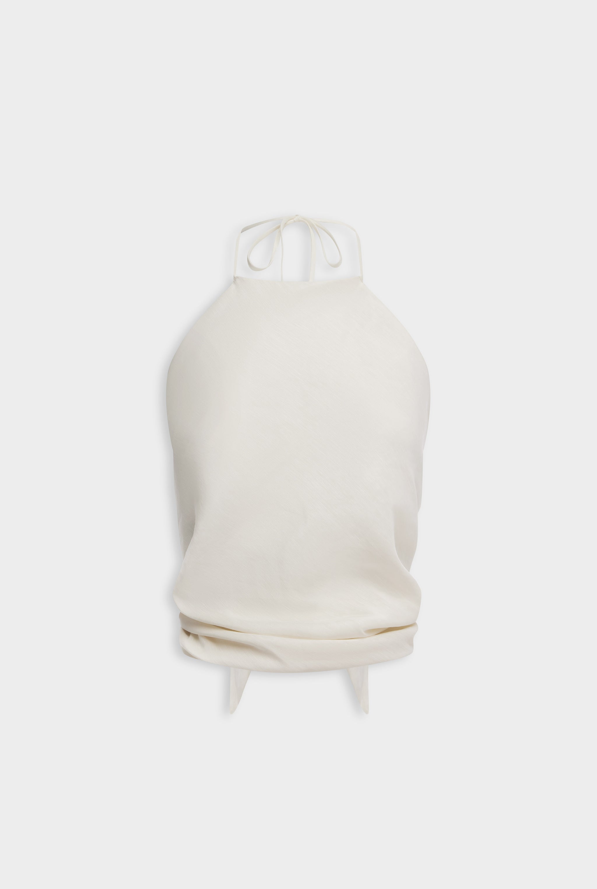 Silk Linen Scarf Halter Top - Off White