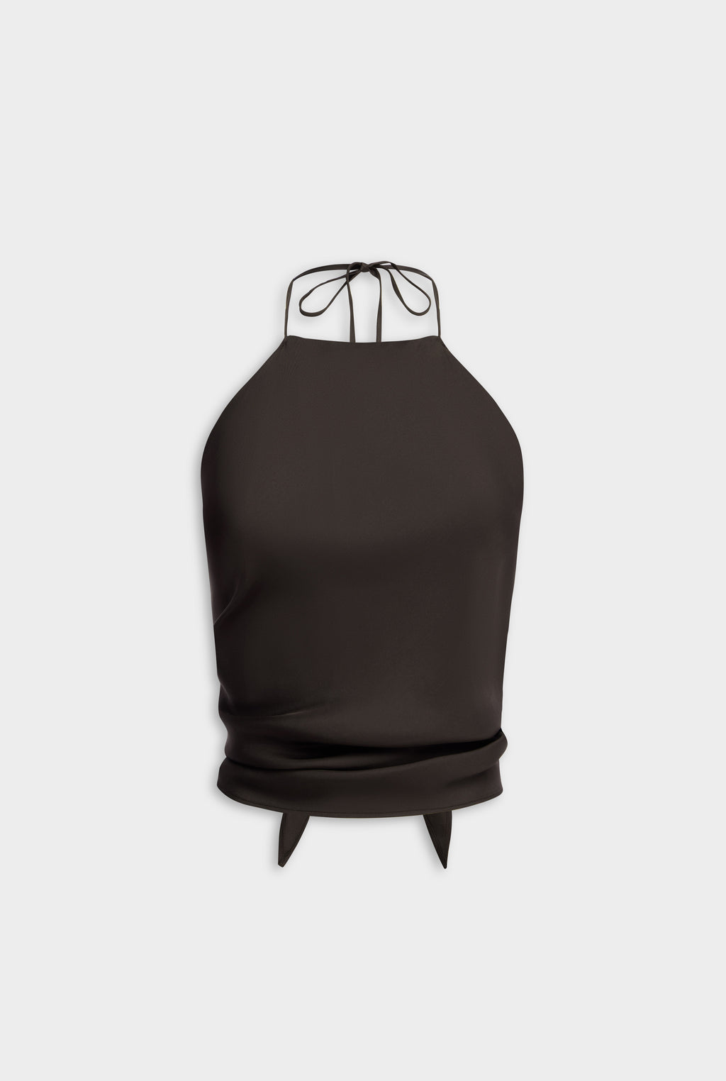 Silk Scarf Halter Top - Dark Chocolate