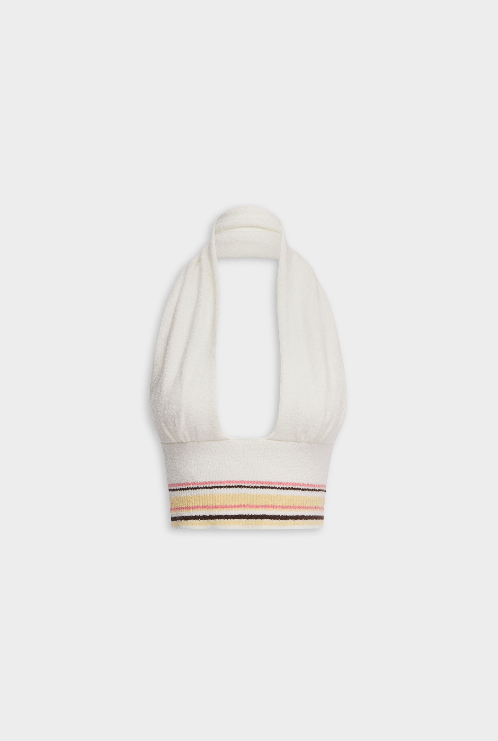 Terry Knit Halter - Off White/Multi Stripe