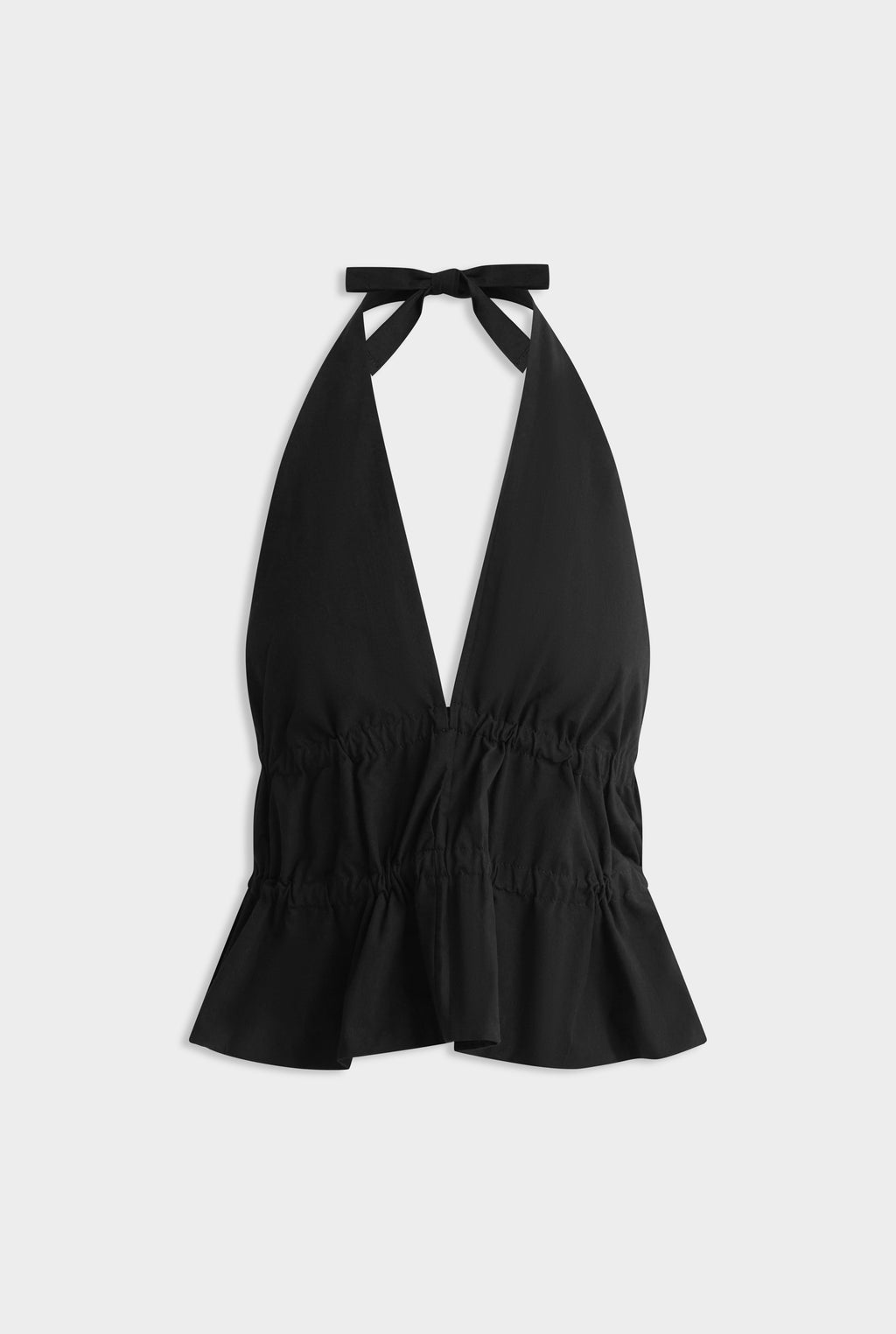 Cotton Poplin Halter Top - Black