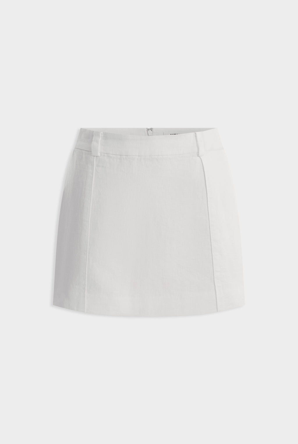 Pinstitch Linen Mini Skirt - White
