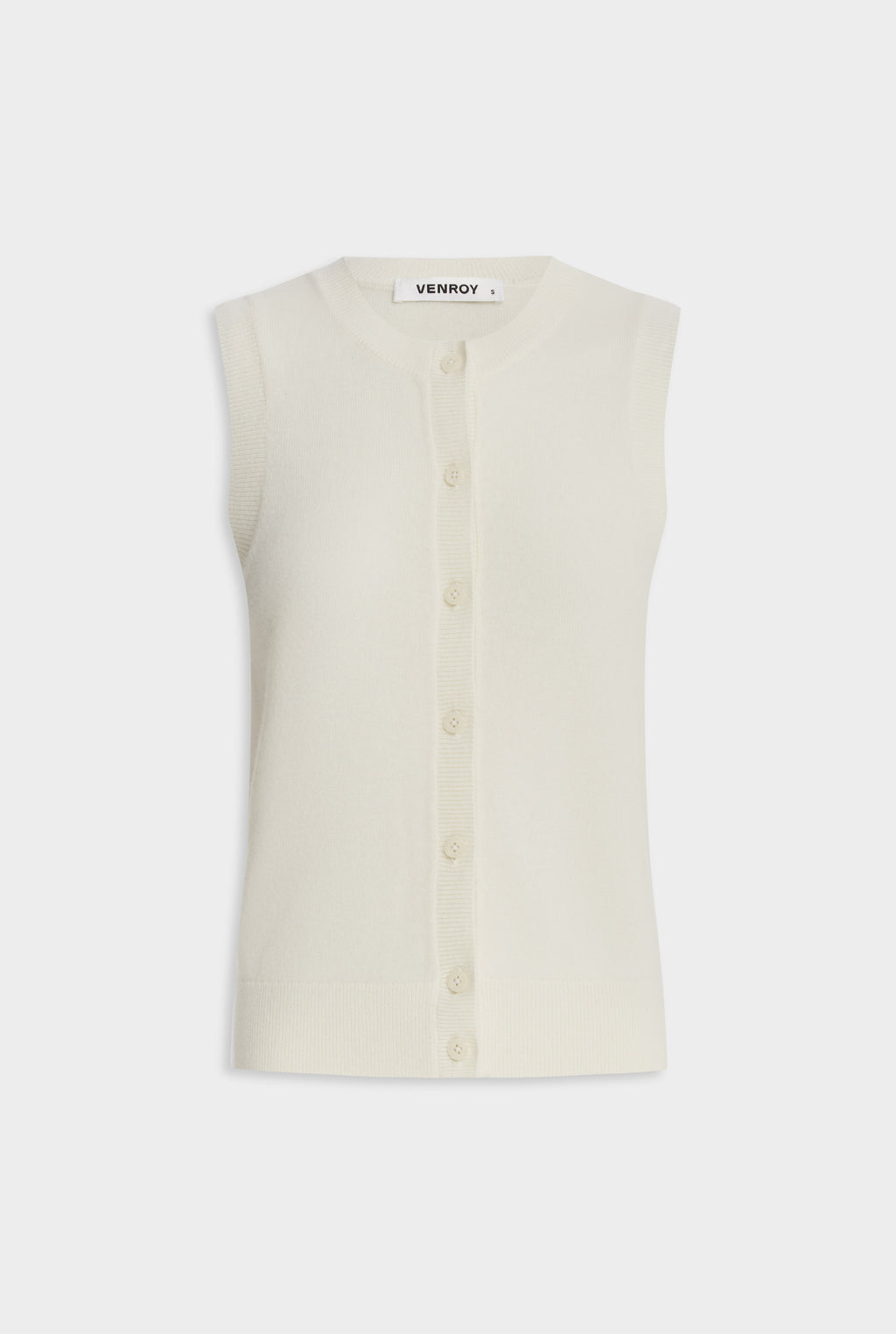 Cashmere Button Through Tank - Off White