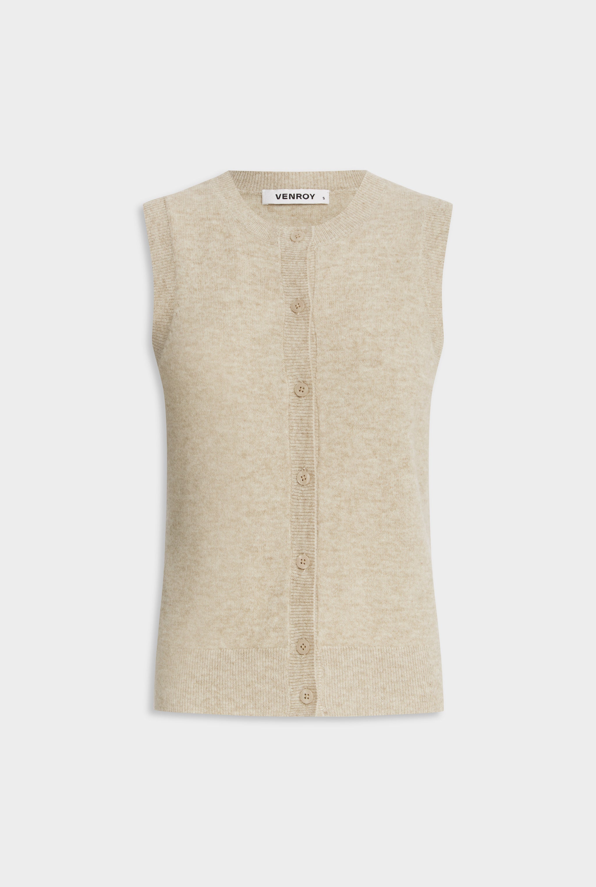 Cashmere Button Through Tank - Sand