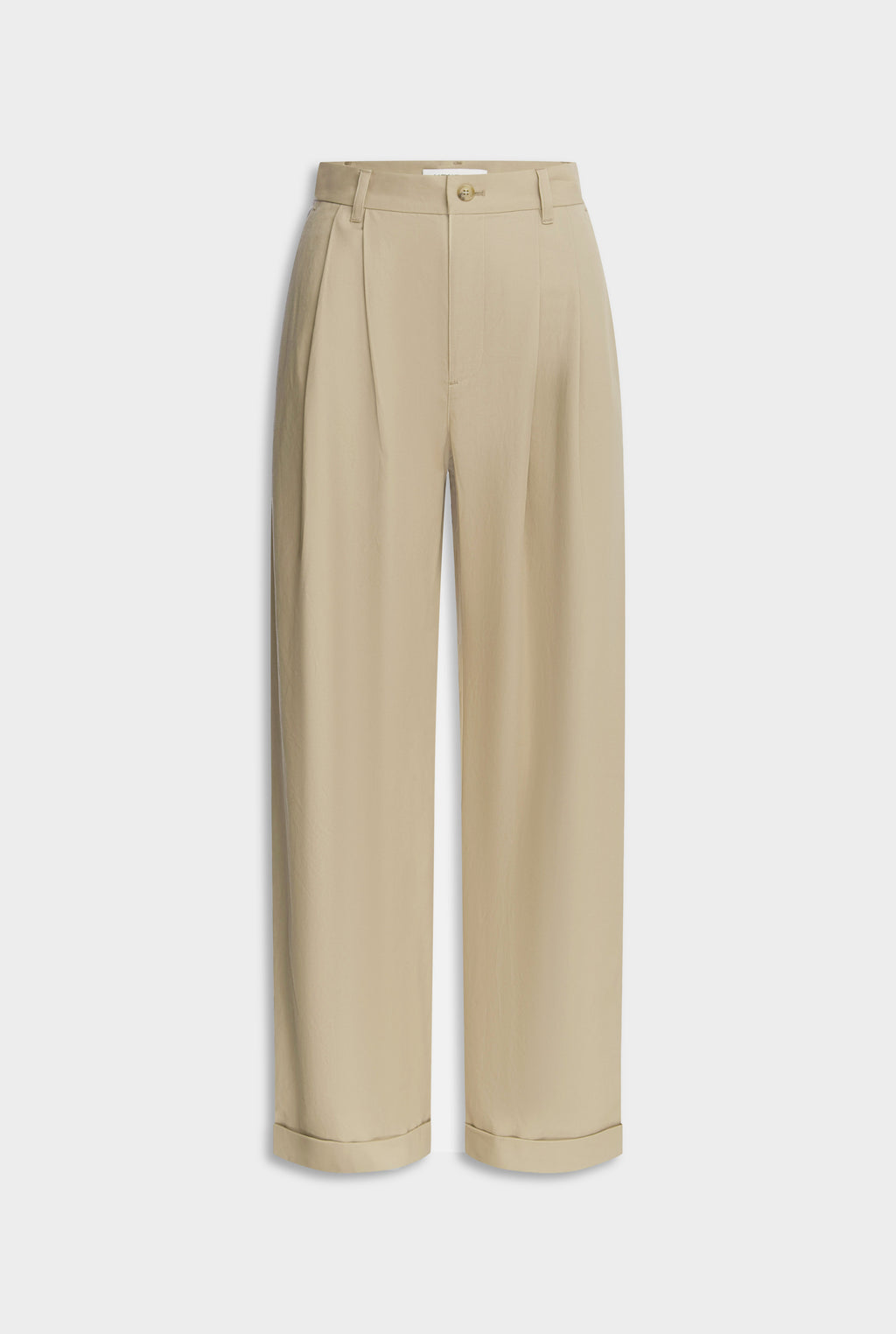 Tapered Cotton Pleat Pant - Pale Khaki