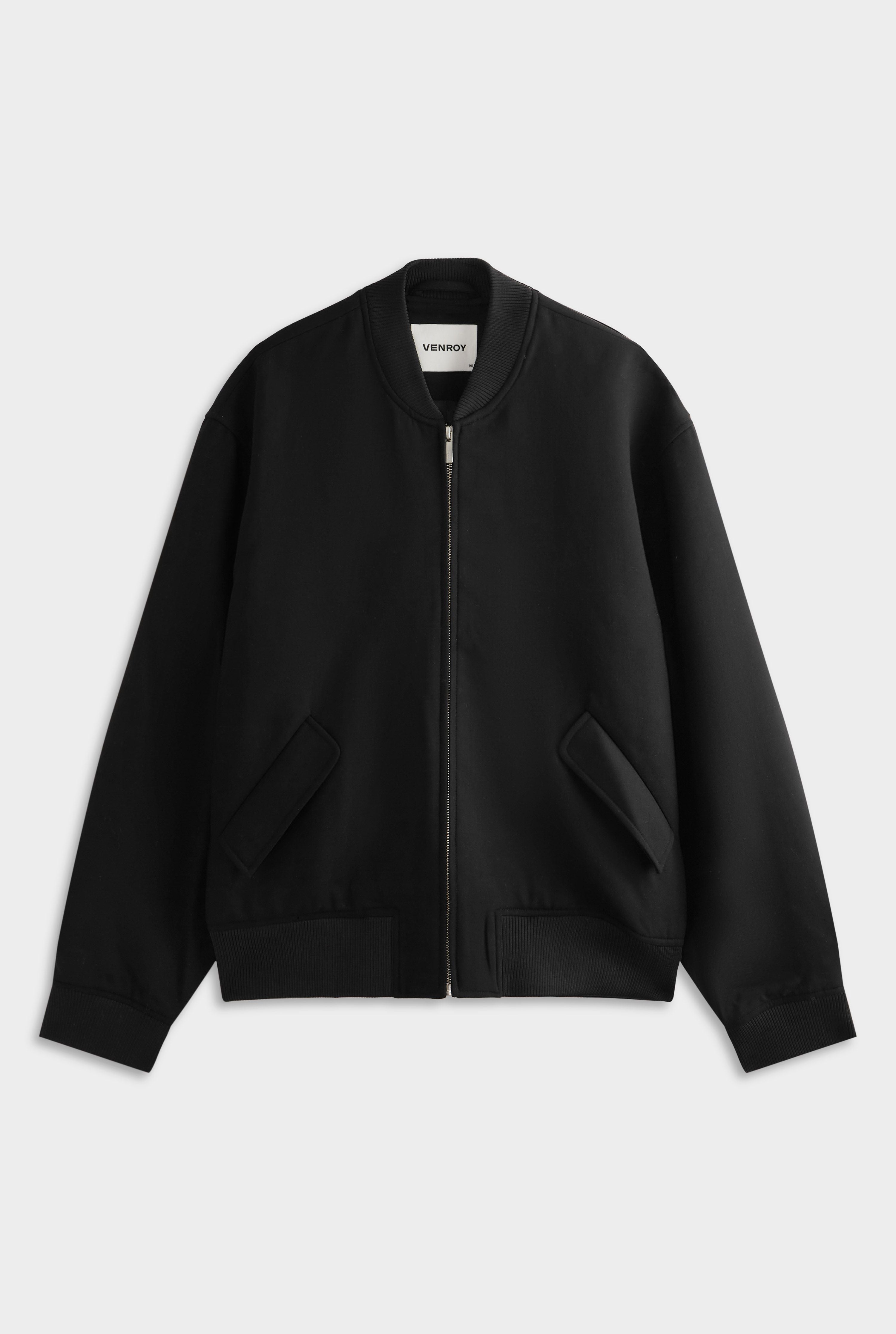 Mens Relaxed Wool Bomber Jacket Black | Venroy – VENROY