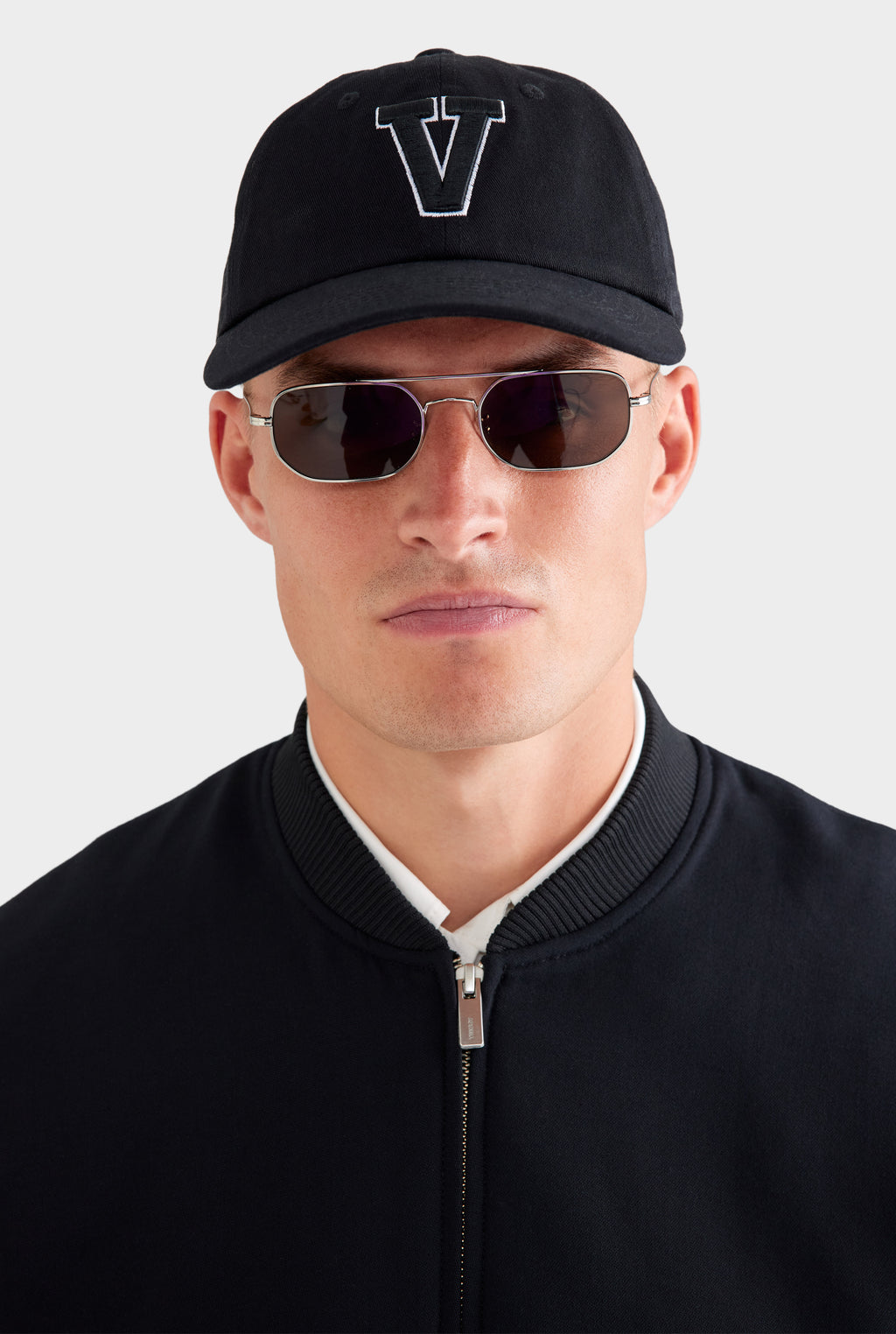 Relaxed Wool Bomber Jacket - Black