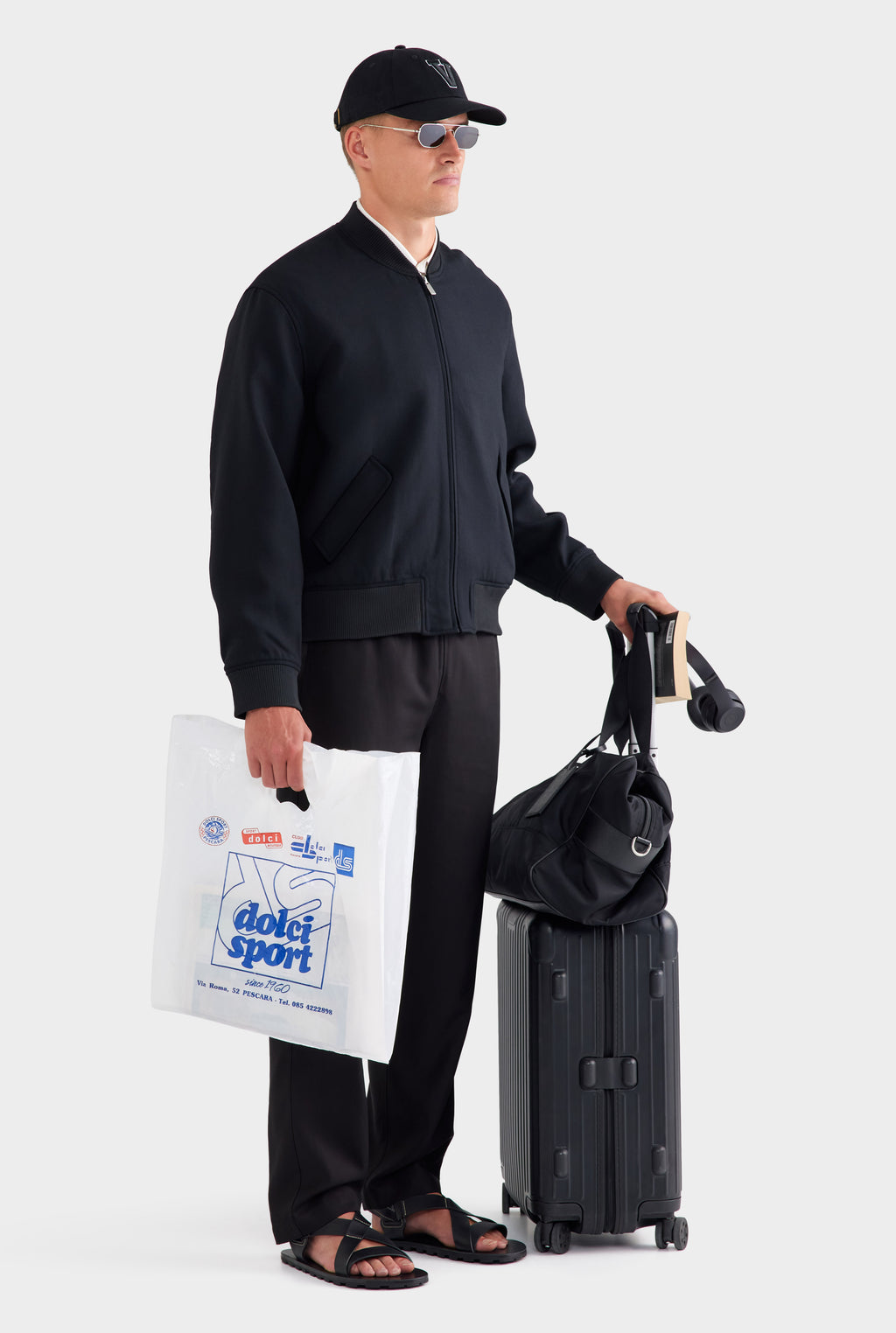 Relaxed Wool Bomber Jacket - Black