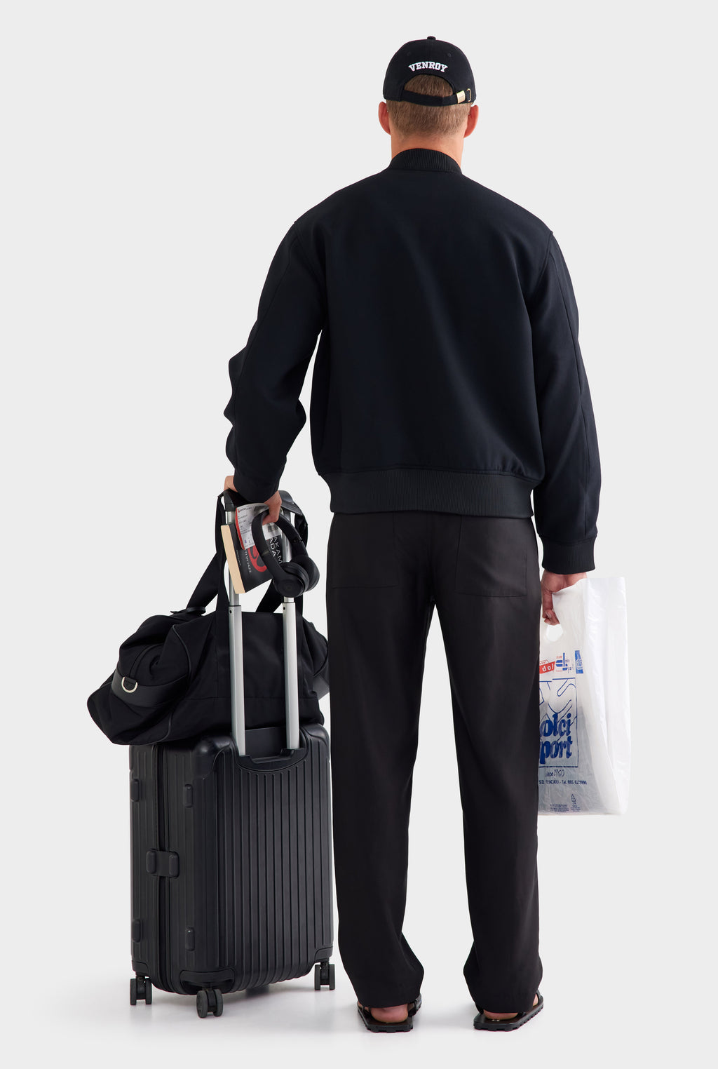 Relaxed Wool Bomber Jacket - Black