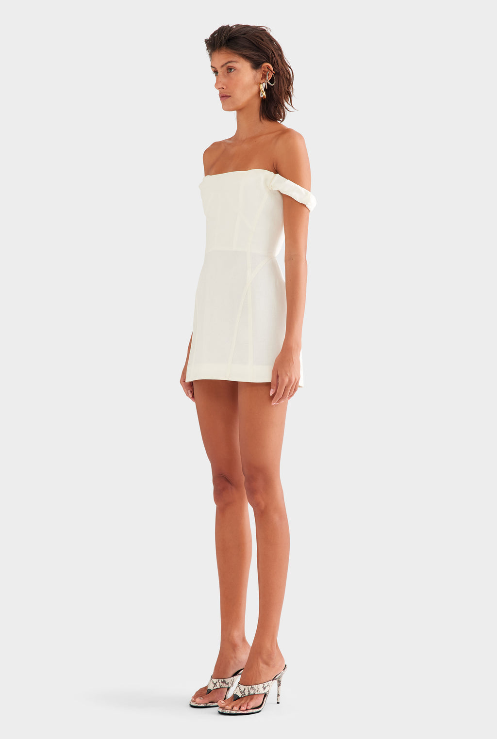 Wool Linen Corset Mini Dress - Off White