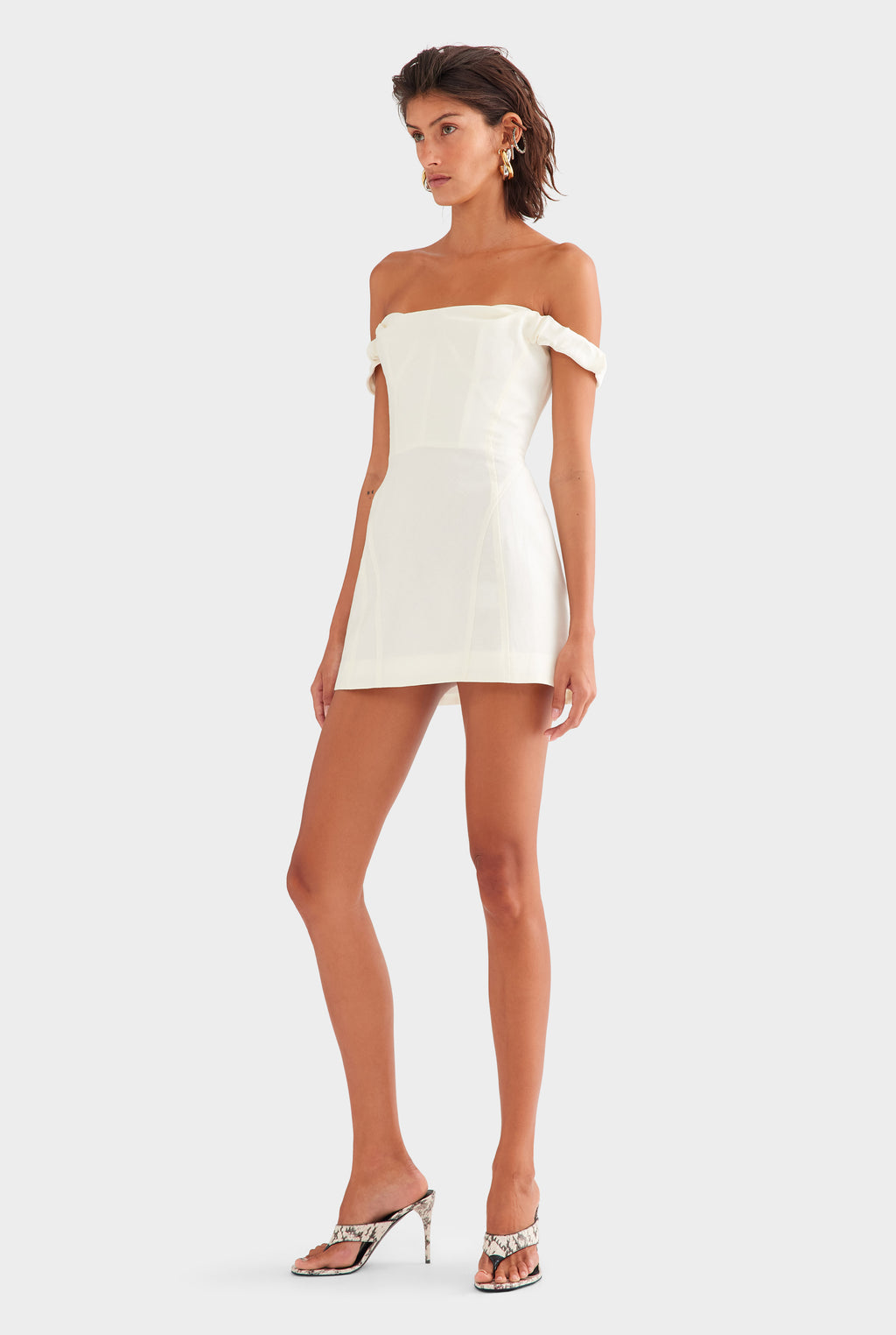 Wool Linen Corset Mini Dress - Off White