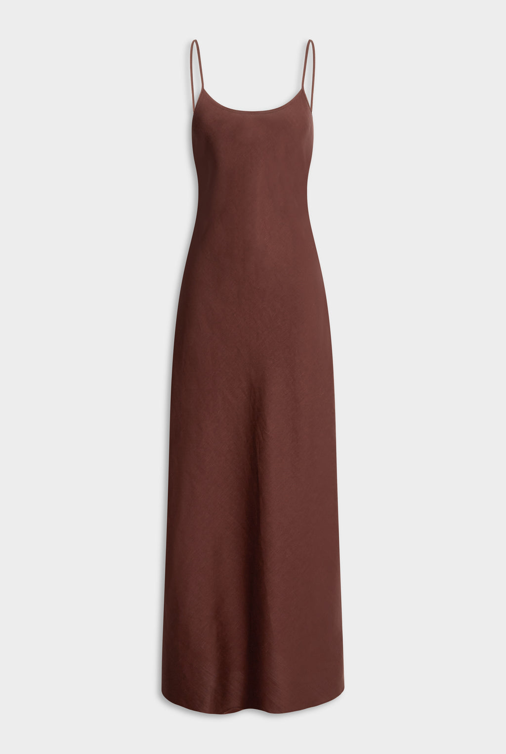 Wool Linen Slip Dress - Chocolate