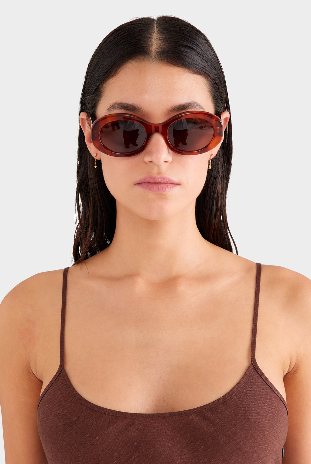 Wool Linen Slip Dress - Chocolate