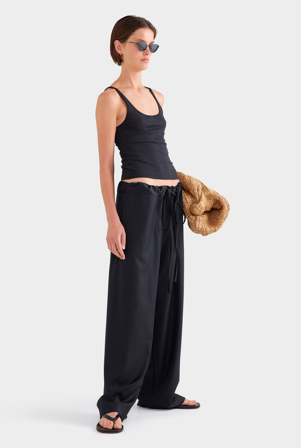 Wool Paperbag Pant - Black