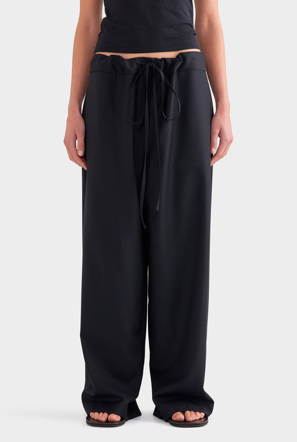Wool Paperbag Pant - Black