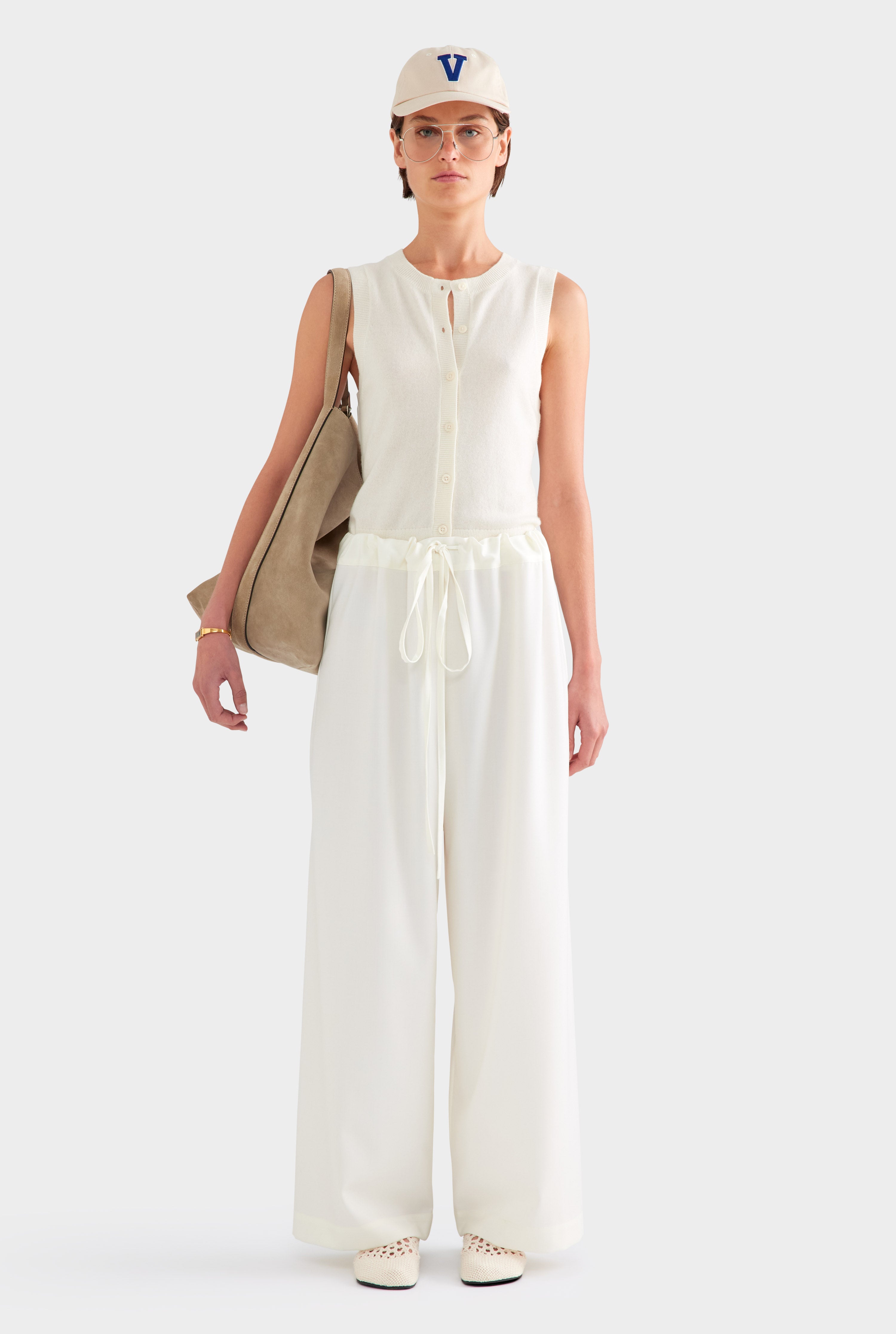 Wool Paperbag Pant - Cream