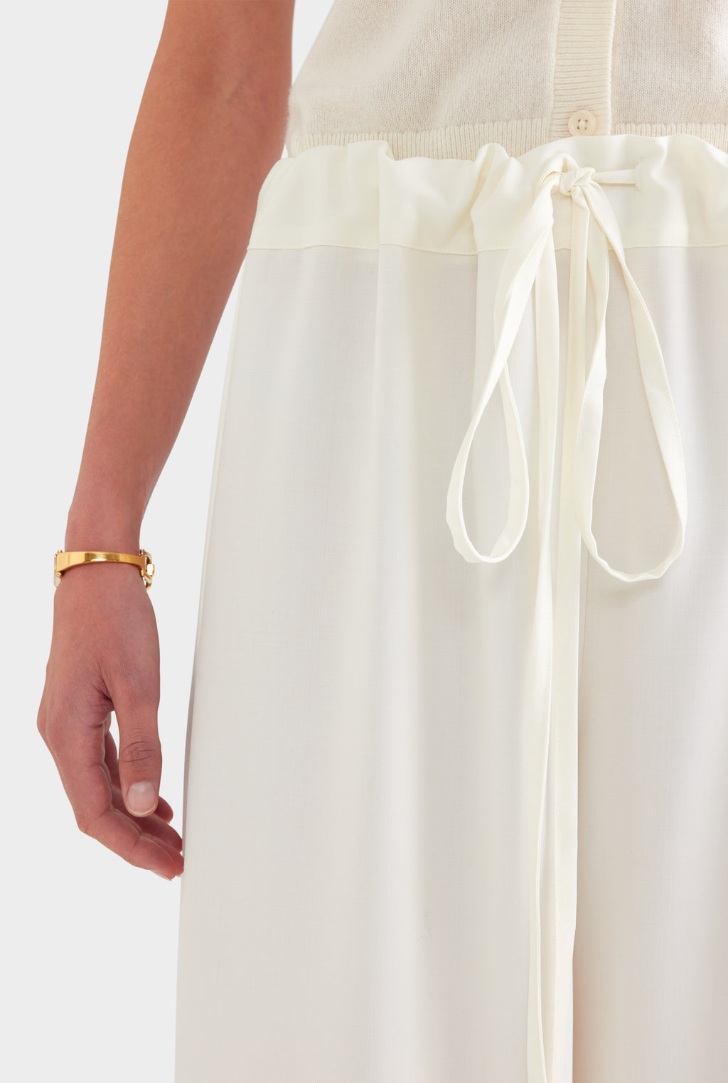 Wool Paperbag Pant - Cream