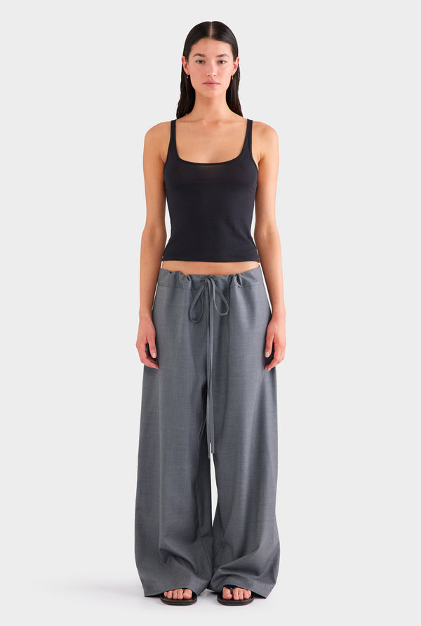 Wool Paperbag Pant - Dark Grey Marl