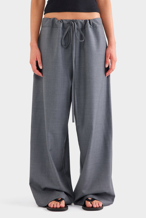 Wool Paperbag Pant - Dark Grey Marl