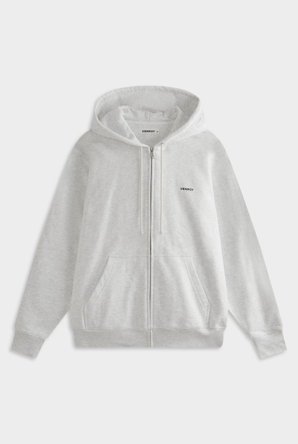 Fleece Track Zip Hoodie - Light Grey Marl