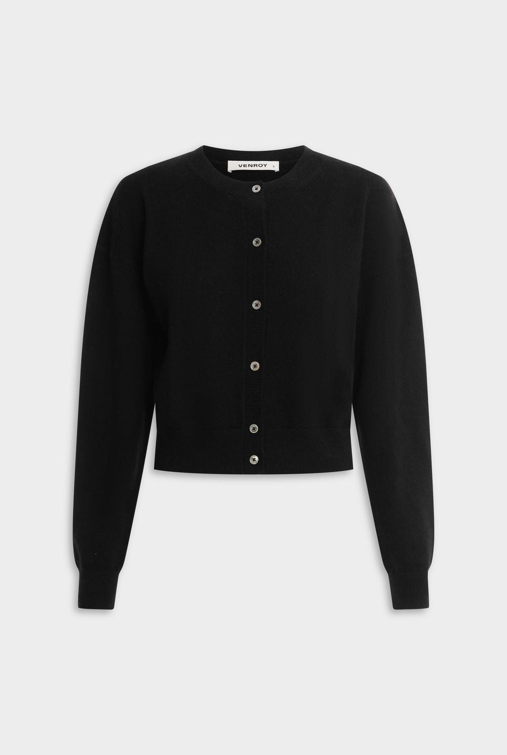 Womens Dropshoulder Cashmere Cardigan Black | Venroy – VENROY