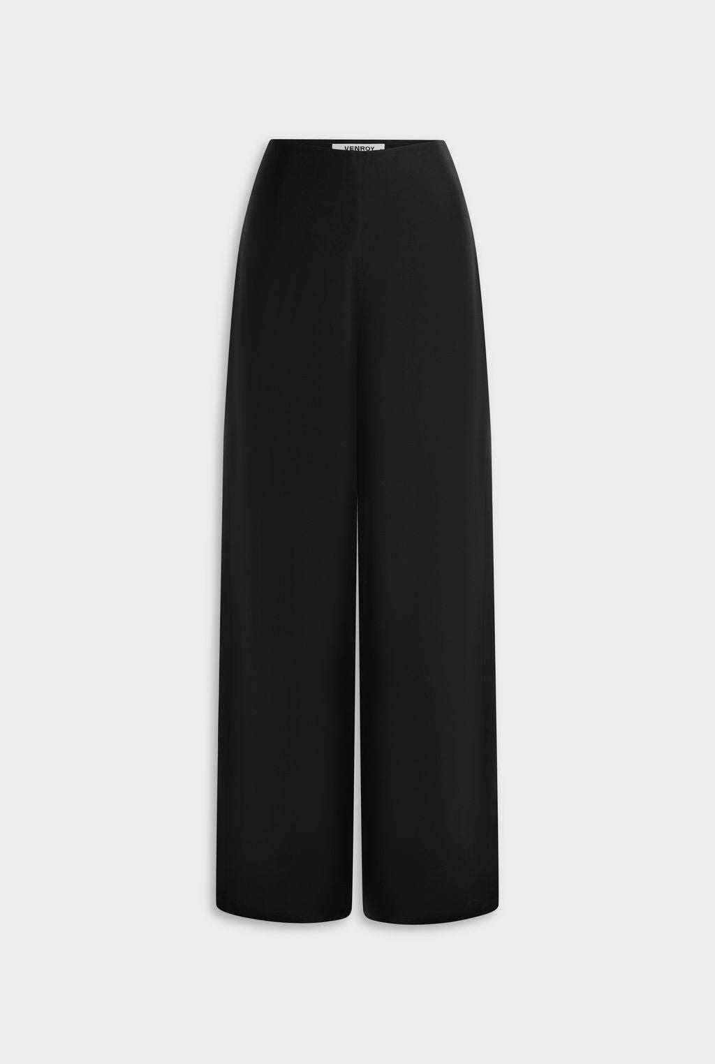 Relaxed Flat Front Silk Pant - Black