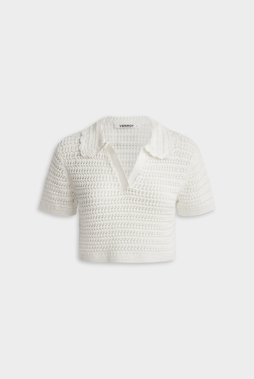 Crochet Cropped Polo - Off White