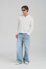Long Sleeve Lightweight Knitted Henley - Off White [[M_D1 - 33122 - LS Lightweight Cotton Henley - Off White.mp4]]