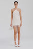 Venroy Cord Crochet Halter Mini Dress - Off White