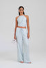 Relaxed Silk Drawstring Pant - Ice Blue/Silver V Monogram [[W_D1 - 45009 - Relaxed Silk Drawstring Pant - Ice Blue-Silver V Monogram.mp4]]