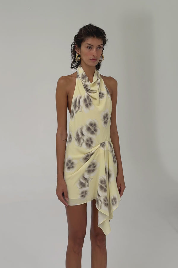 sachin and babi light blue dress Venroy Ruched Halter Midi Dress