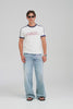 Cotton Slub Ringer T Shirt - White/Navy [[M_D1 - 32178 - Cotton Slub Ringer Tee - White-Navy.mp4]]
