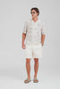 Short Sleeve Silk Camp Collar Shirt - Beige Sketched V Monogram [[M_D1 - 32130 - SS Silk Camp Collar Shirt - Beige Sketched V Monogram.mp4]]