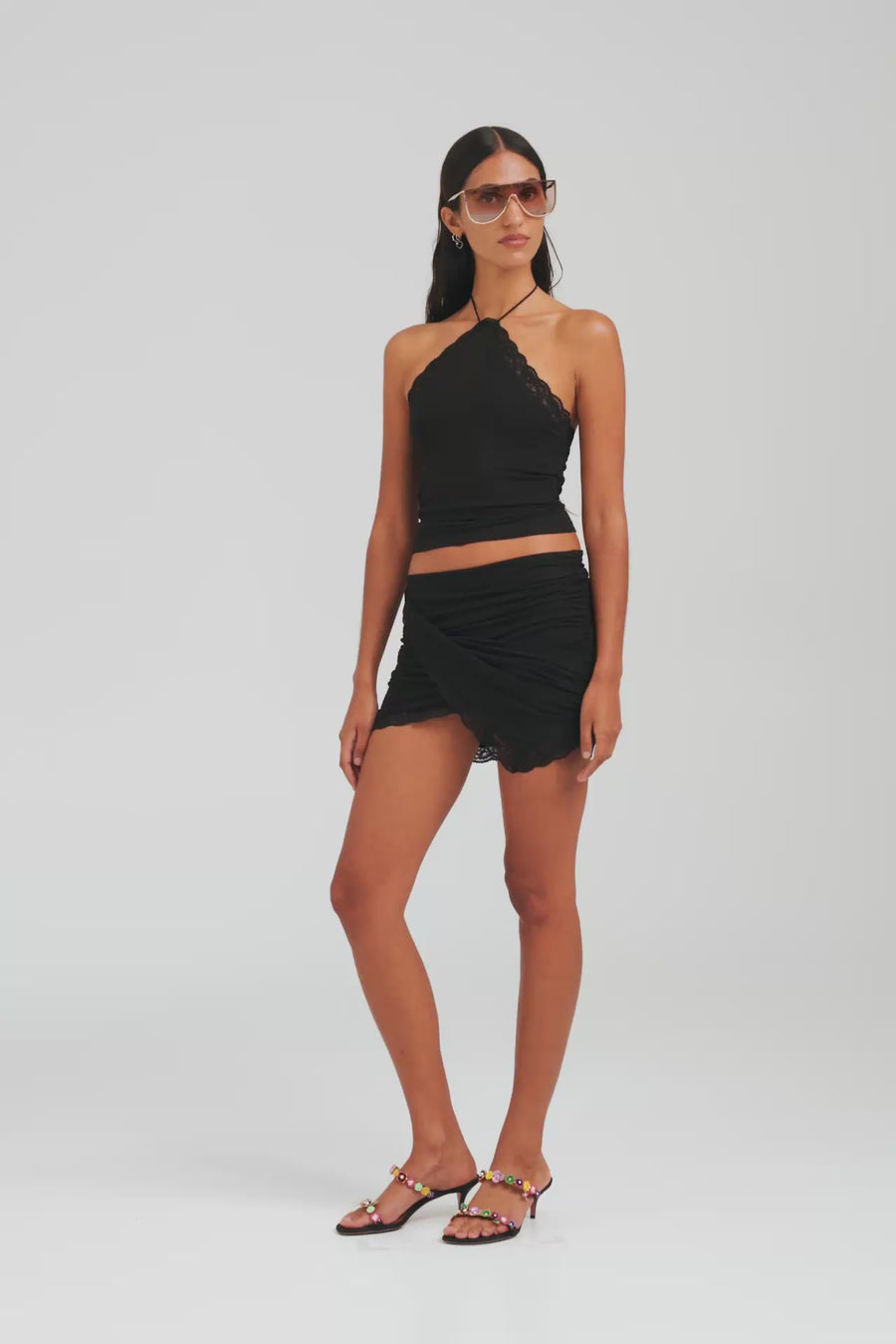 Lace Trim Halter - Black [[W_D1 - 42180 - Lace Trim Halter - Black .mp4]]