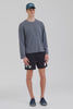 Venroy Pigment Dyed Distressed Long Sleeve T Shirt - Washed Navy