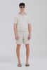 Venroy Reverse Printed Open Neck Knit Polo - Washed Beige