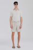 Venroy Crochet Stitch Linen Short - Fog/White