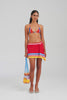 Terry Knit Mini Sarong Skirt - Catalan Red/Cobalt Stripe [[W_D1 - 43128 - Terry Knit Mini Sarong Skirt - Catalan Red-Cobalt Stripe.mp4]]