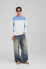Panelled Long Sleeve T Shirt - White/Blue [[M_D1 - 32177 - Panelled Long Sleeve T Shirt - White-Blue.mp4]]
