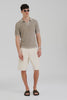 Venroy Rib Knit Open Neck Polo - Olive Marl