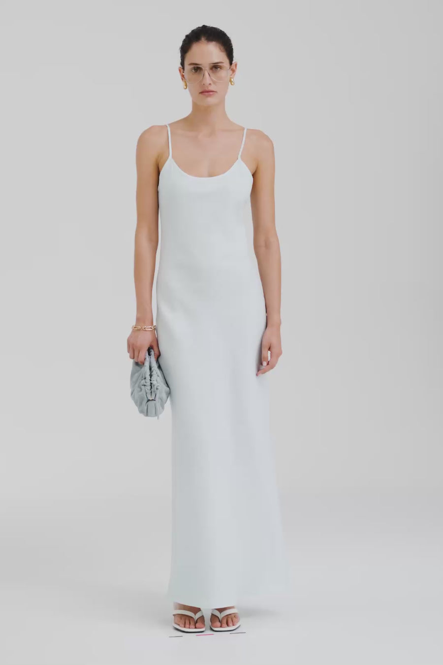 Venroy Linen Slip Dress - Sky Blue