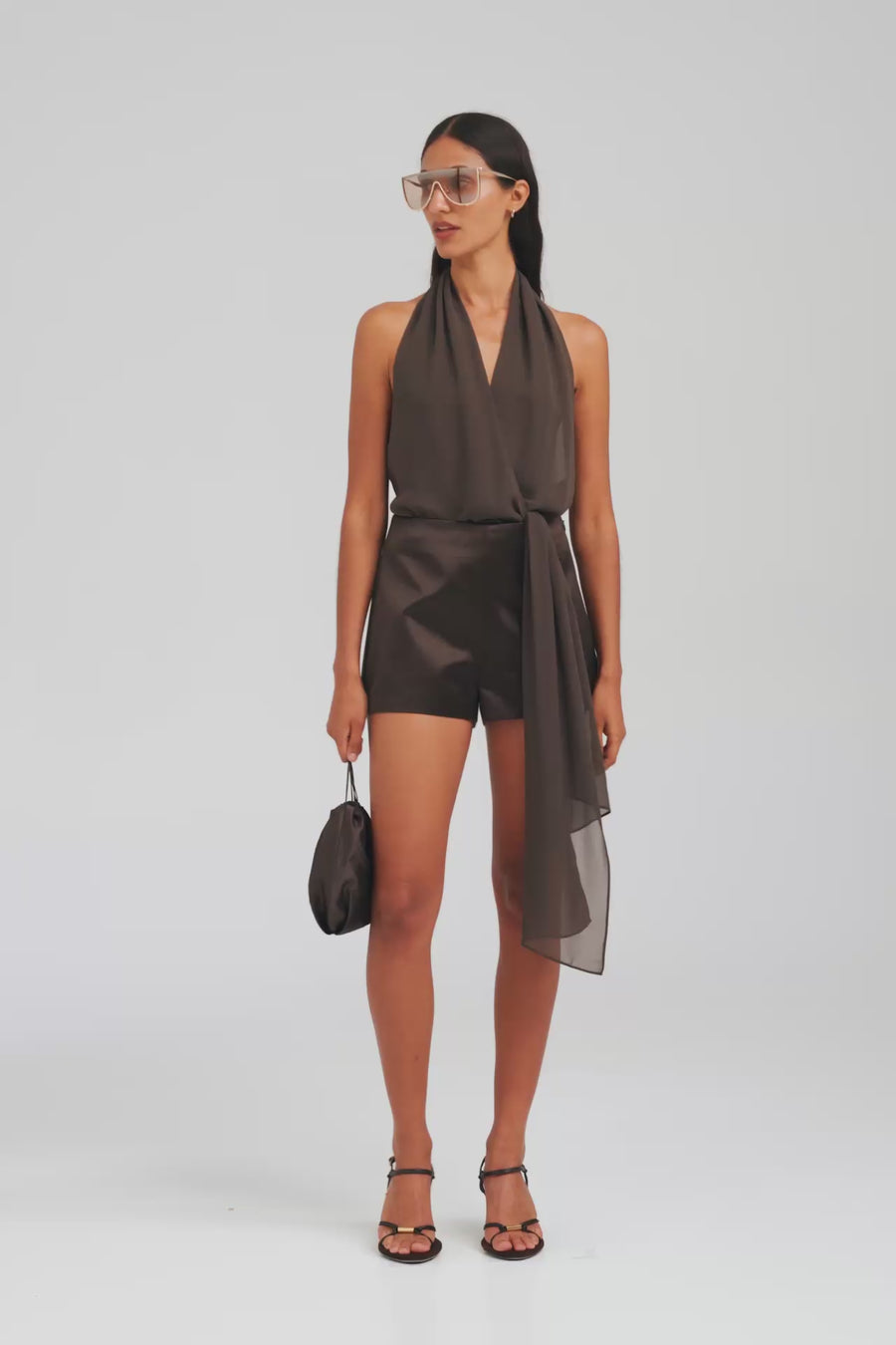 Silk Cotton High Waisted Short - Cacao [[W_D1 - 44047 - Silk Cotton High Waisted Short - Cacao.mp4]]