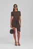Drawstring Sash Mini Dress - Cacao [[W_D1 - 47146 - Drawstring Sash Mini Dress - Cacao.mp4]]