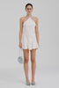 Venroy Panelled Tencel Halter Mini Dress - Off White
